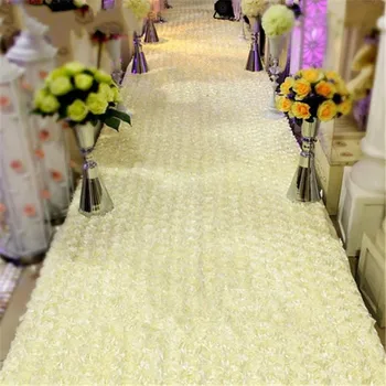 

33 Feet Long 55 Inch Wide Milk White 3D Rose Petal Aisle Runner Carpet For Wedding Centerpieces Decoration Supplies Free Shippin