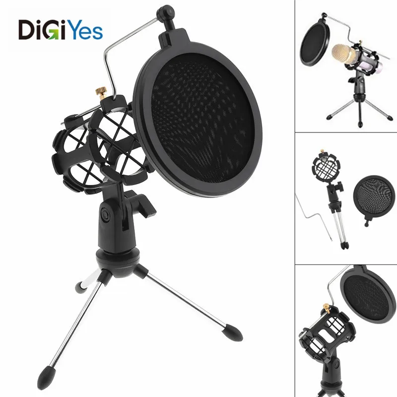 Metal + Plastic Portable Adjustable Studio Holder Desktop Tripod with Windshield Filter and Shock Absorption function Non-slip
Metal + Plastic Portable Adjustable Studio Holder Desktop Tripod with Windshield Filter and Shock Absorption function Non-slip