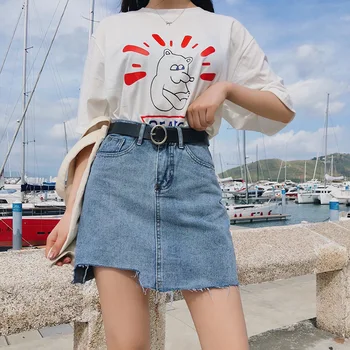 2020 summer new college style personality high waist was thin and irregular split split edging denim A-line skirt women
2020 summer new college style personality high waist was thin and irregular split split edging denim A-line skirt women