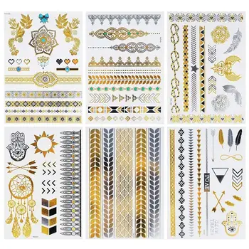 16Pcs Waterproof Hot Stamping Glitter Tattoo Sticker Necklace Temporary Body Art 
16Pcs Waterproof Hot Stamping Glitter Tattoo Sticker Necklace Temporary Body Art