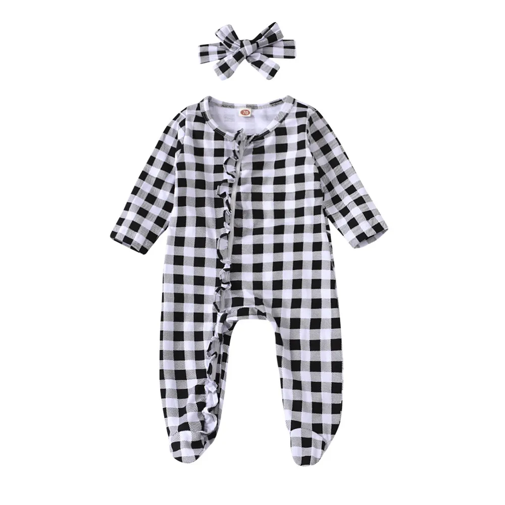 2020 New Autumn Lovely Baby Girls Jumpsuit Long Sleeve Round Neck Fungus Edge Check Pattern Long Pants Zipper With Bow Hairband
2020 New Autumn Lovely Baby Girls Jumpsuit Long Sleeve Round Neck Fungus Edge Check Pattern Long Pants Zipper With Bow Hairband