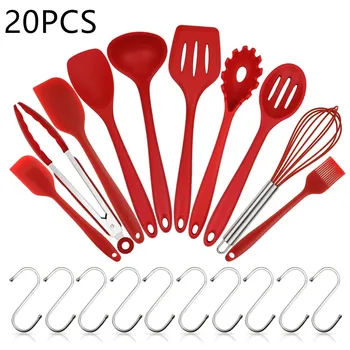 10PCS Silicone Tableware Non-stick Cookware Home Cooking Tools Spatula Ladle Egg Beaters Shovel Spoon Soup with 10 Small S Hooks
10PCS Silicone Tableware Non-stick Cookware Home Cooking Tools Spatula Ladle Egg Beaters Shovel Spoon Soup with 10 Small S Hooks