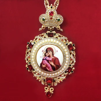 

Orthodox rounded Pectoral Cross design religious icon byzantine Crucifix necklace catholic confirmation gift Pendant
