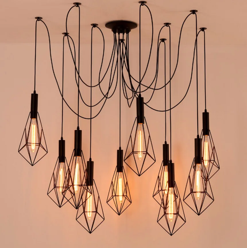 

Mordern Nordic Retro Edison Bulb Light Chandelier Vintage Loft Antique Adjustable Diy E27 Art Spider Ceiling Lamp Fixture Light