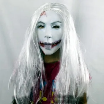 

Halloween mask Vampire Ghost Scary Mask Horror terror maska Evil prank white hair Real Female bloodsucker leech mascaras maske