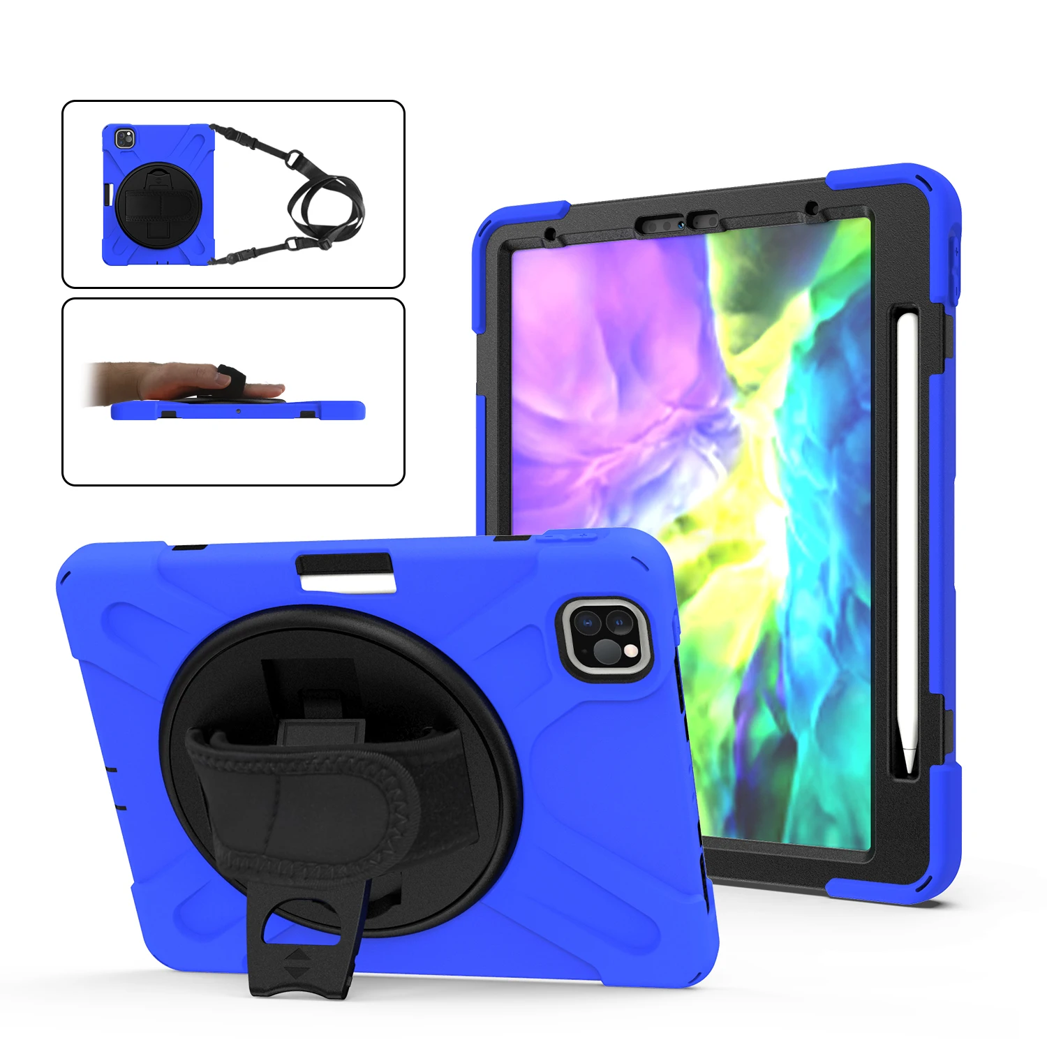 Shockproof Case For iPad Pro 12.9 2020 Tablet Case Hard PC+ TPU 3 Layer 360° Rotate Back Cover with Pencil Holder Shoulder Strap
Shockproof Case For iPad Pro 12.9 2020 Tablet Case Hard PC+ TPU 3 Layer 360° Rotate Back Cover with Pencil Holder Shoulder Strap