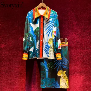 Svoryxiu Elegant Women's Spring Summer Runway Skirt Suit Lantern Sleeve Jungle Animal Print Blouse + Skirt Fashion Two Piece Set
Svoryxiu Elegant Women's Spring Summer Runway Skirt Suit Lantern Sleeve Jungle Animal Print Blouse + Skirt Fashion Two Piece Set