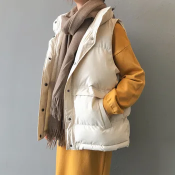 2020 Women Stand Cotton Vests New Short Wild Thin Solid Color Casual Loose Single-breasted Collar Sleeveless Vests Women Autumn
2020 Women Stand Cotton Vests New Short Wild Thin Solid Color Casual Loose Single-breasted Collar Sleeveless Vests Women Autumn