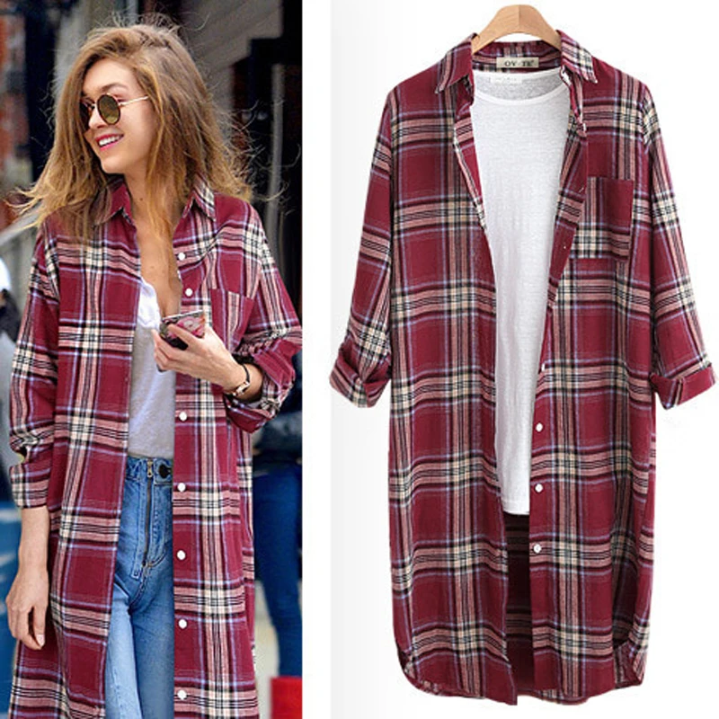 New 2019 Autumn Winter Casual Button Down Lapel Neck Shirts Women Plaid Long Sleeve over the Knee Long Tops Blouse
New 2019 Autumn Winter Casual Button Down Lapel Neck Shirts Women Plaid Long Sleeve over the Knee Long Tops Blouse