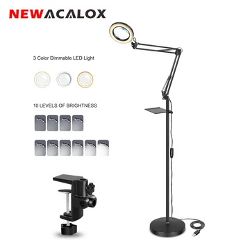 NEWACALOX Magnifying Floor Lamp with 5 Wheels Rolling Base 5X Magnifier with Dimmable LED Light for Soldering/Crafts/Sewing
NEWACALOX Magnifying Floor Lamp with 5 Wheels Rolling Base 5X Magnifier with Dimmable LED Light for Soldering/Crafts/Sewing