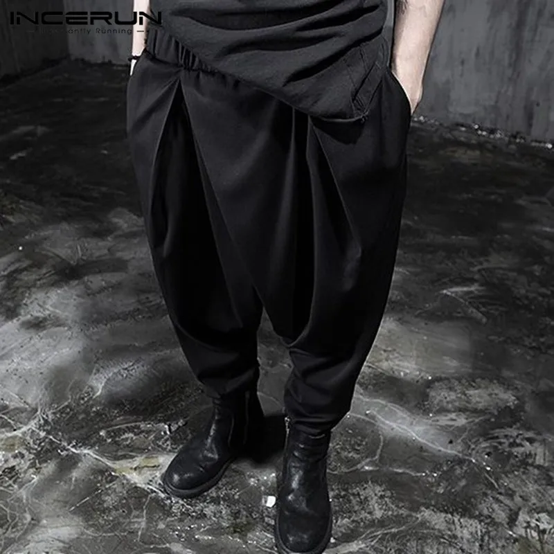 Фото INCERUN для мужчин брюки с эластичной резинкой на талии Джоггеры в - купить