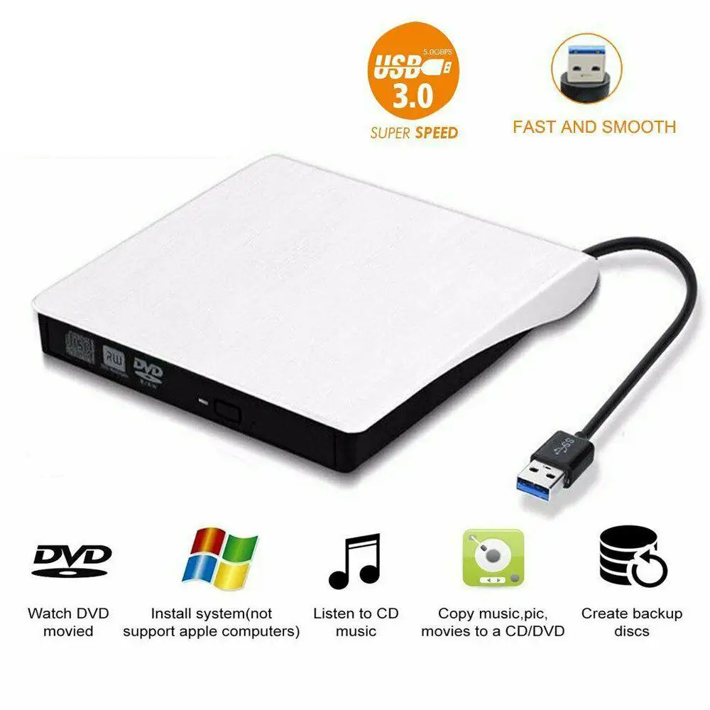 Тонкий внешний USB 3 0 DVD Дисковод ± RW CD горелки плеер для Mac портативных ПК тонкий