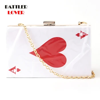 Acrylic Clutch Bag Women's Evening Dinner Purse and Handbag Playing Cards Design Pattern Personalized Chain Shoulder Flaps
Acrylic Clutch Bag Women's Evening Dinner Purse and Handbag Playing Cards Design Pattern Personalized Chain Shoulder Flaps
