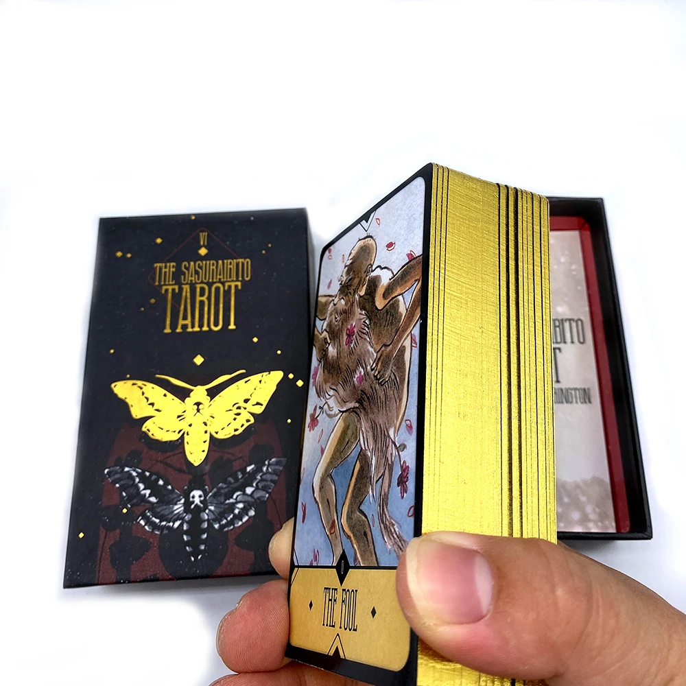The Sasuraibito Tarot 78 Card Deck and 63-page guidebook Original Divination Gilt edge beautiful sturdy lidded box featuring The Sasuraibito Tarot 78 Card Deck and 63-page guidebook Original Divination Gilt edge beautiful sturdy lidded box featuring
