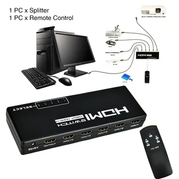 ABS Mini 1080P HDMI 5 Input 1 Output High Speed Conversion Adapter Splitter Connector DVD Solid Accessories With Remote Control
ABS Mini 1080P HDMI 5 Input 1 Output High Speed Conversion Adapter Splitter Connector DVD Solid Accessories With Remote Control