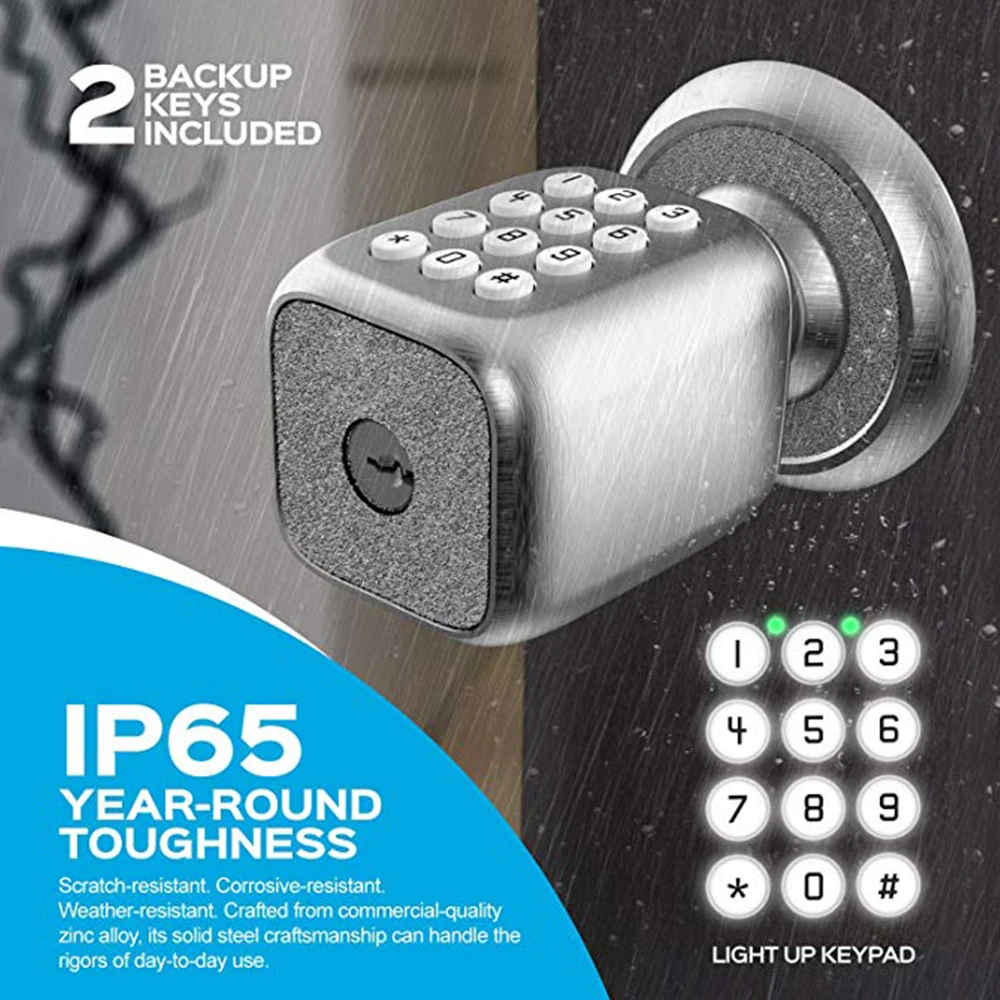 Smart Door Lock Digital Keypad Door Knob Styled Keyless Entry Digital Security Door Lock With Backup Keys Emergency Power Port
Smart Door Lock Digital Keypad Door Knob Styled Keyless Entry Digital Security Door Lock With Backup Keys Emergency Power Port