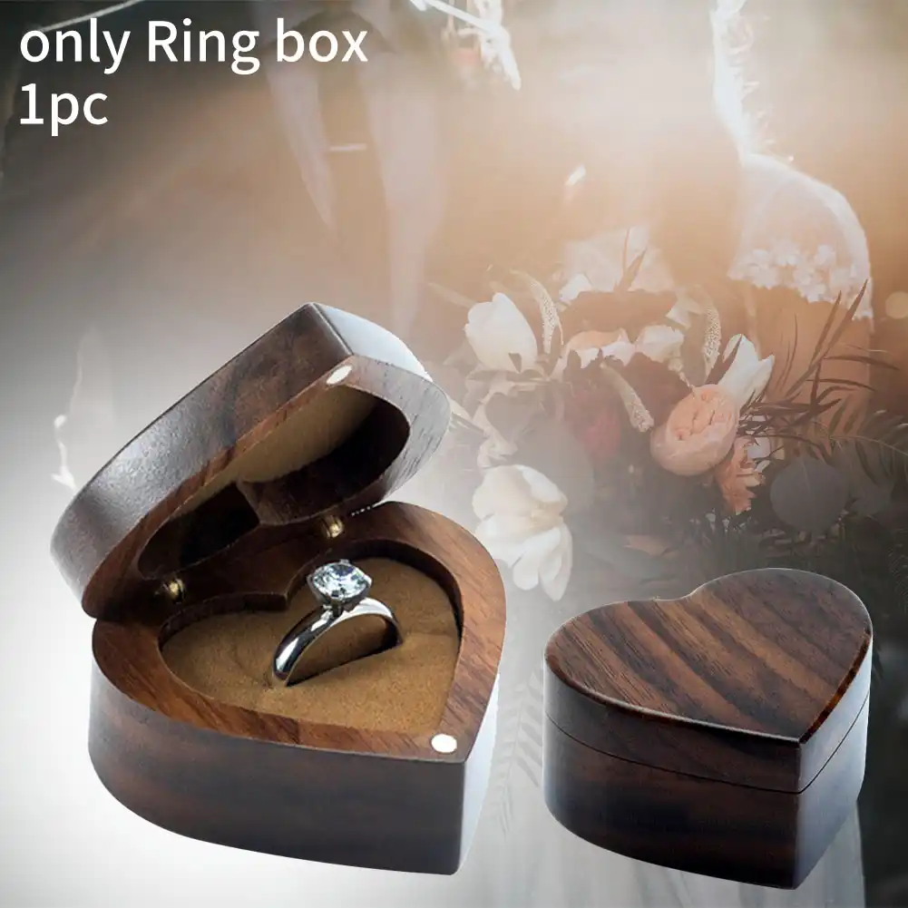 wooden ring box trinket proposal anniversary gift rustic wedding