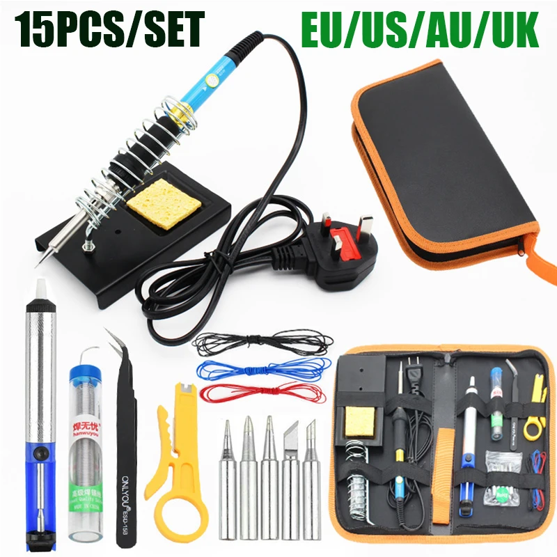 Electric Soldering Iron EU/US/UK Plug 60W 220V/110V Adjustable Temperature Soldering Iron kit Soldering Iron Stand Welding Tools
Electric Soldering Iron EU/US/UK Plug 60W 220V/110V Adjustable Temperature Soldering Iron kit Soldering Iron Stand Welding Tools