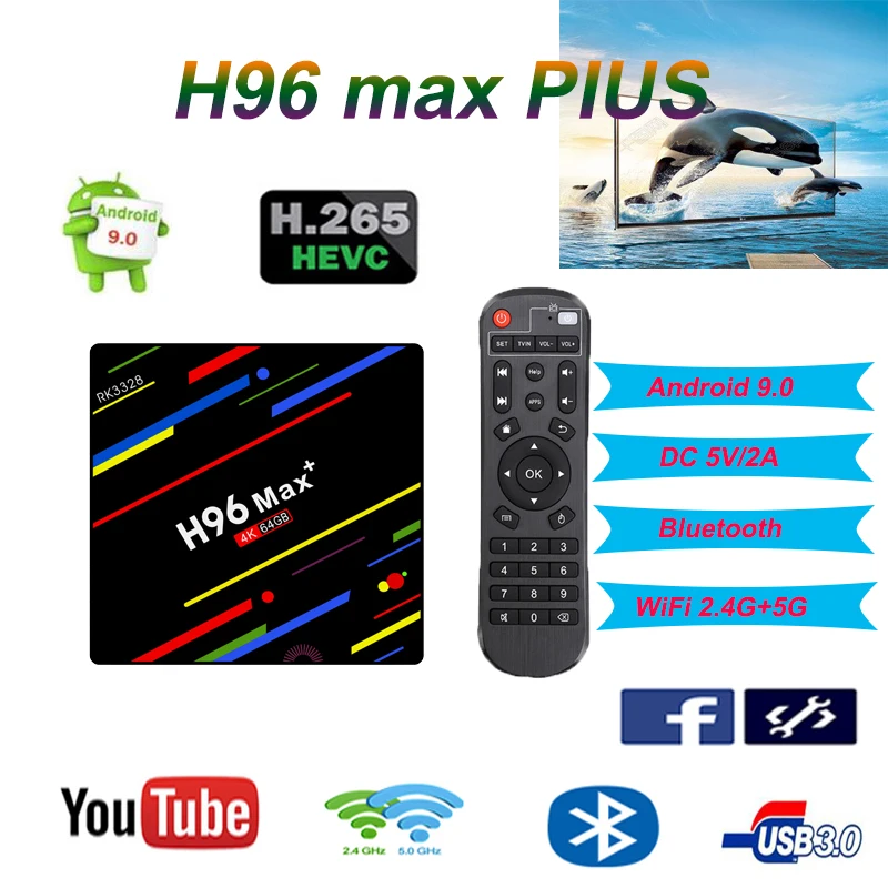 Android tv box H96 MAX Plus Full HD Smart TV Set Top Box 4GB 64GB Youtube Google RK3328 Quad-Core 64bit Cortex-A53 Media Player
Android tv box H96 MAX Plus Full HD Smart TV Set Top Box 4GB 64GB Youtube Google RK3328 Quad-Core 64bit Cortex-A53 Media Player