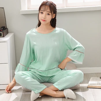 Pajamas for Women 2020 Autumn Solid Color Large Size Pajamas Set Intertwined Cotton Version of The Round Neck Women Home Clothes
Pajamas for Women 2020 Autumn Solid Color Large Size Pajamas Set Intertwined Cotton Version of The Round Neck Women Home Clothes