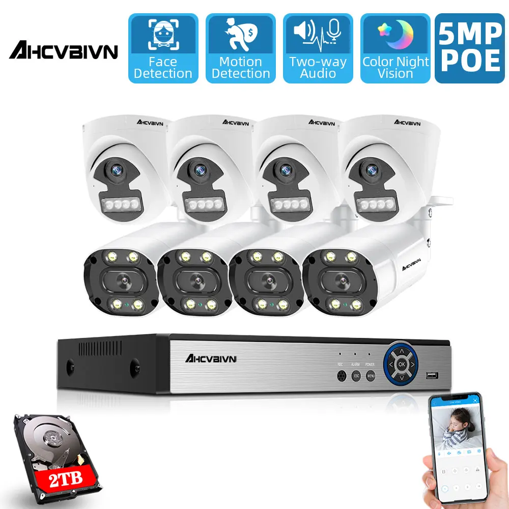 H.265+ 8CH 5MP POE Security System 8CH NVR Kit Two-way Audio IP Camera Outdoor Face Detection CCTV Video Surveillance NVR Set
H.265+ 8CH 5MP POE Security System 8CH NVR Kit Two-way Audio IP Camera Outdoor Face Detection CCTV Video Surveillance NVR Set