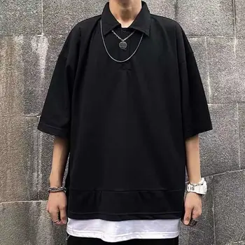 2020 Summer New Youth Popular Ins Harajuku Style Men Loose Stitching Five-point Sleeve T-shirt Fashion Casual Lapel Pullover
2020 Summer New Youth Popular Ins Harajuku Style Men Loose Stitching Five-point Sleeve T-shirt Fashion Casual Lapel Pullover