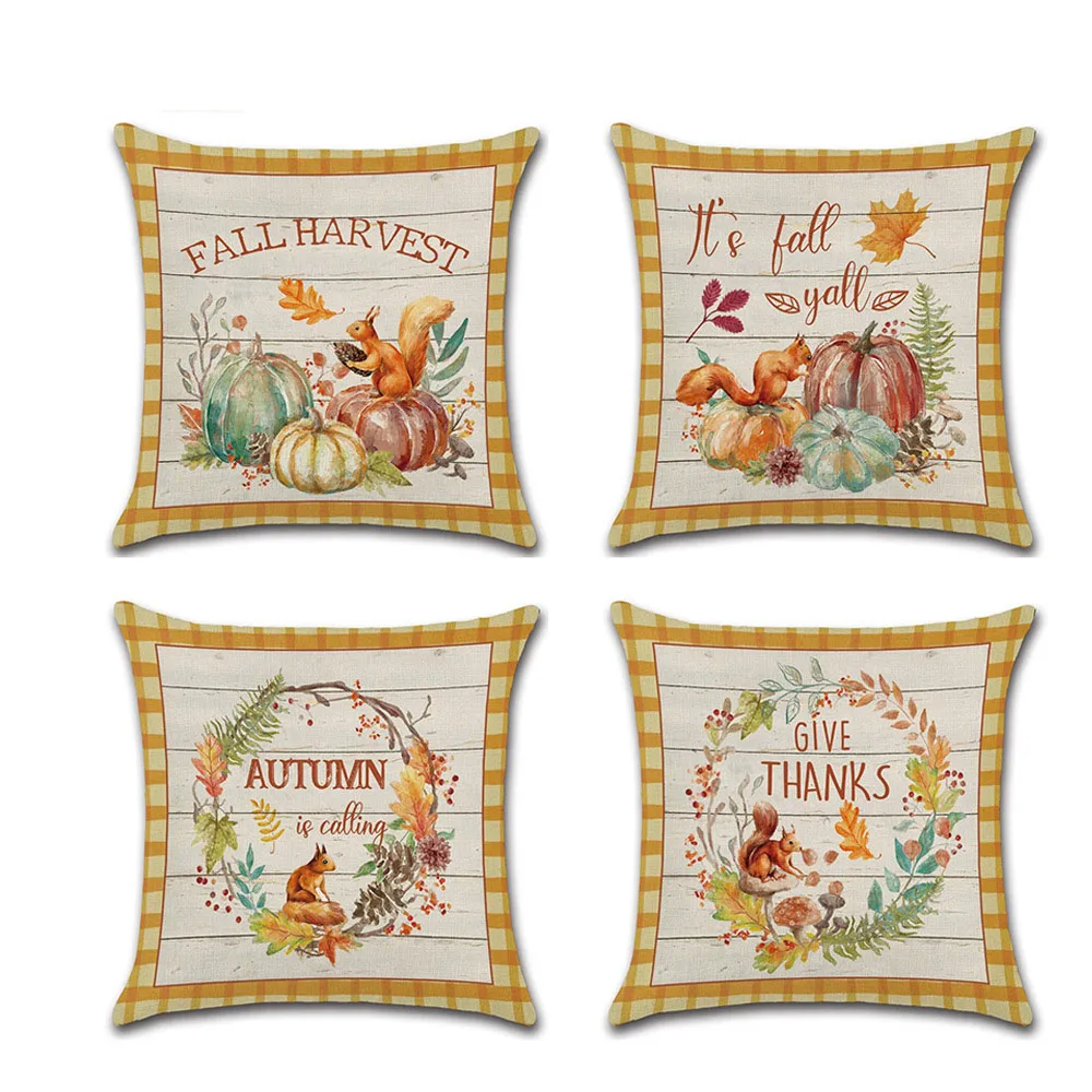 Cute Squirrel Cushion Case Home Decor Pillows Cases Pumpkin Wreath Sofa Linen Pillow Covers 45*45cm 
Cute Squirrel Cushion Case Home Decor Pillows Cases Pumpkin Wreath Sofa Linen Pillow Covers 45*45cm