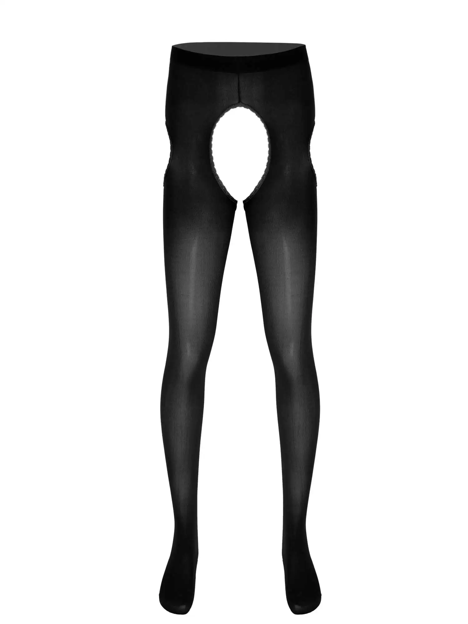 

Sexy Mens Open Crotch Pantyhose Crotchless Tights Stretchy Tights Leggings Lace Hollow Out Trimming Stockings Underwear Pants