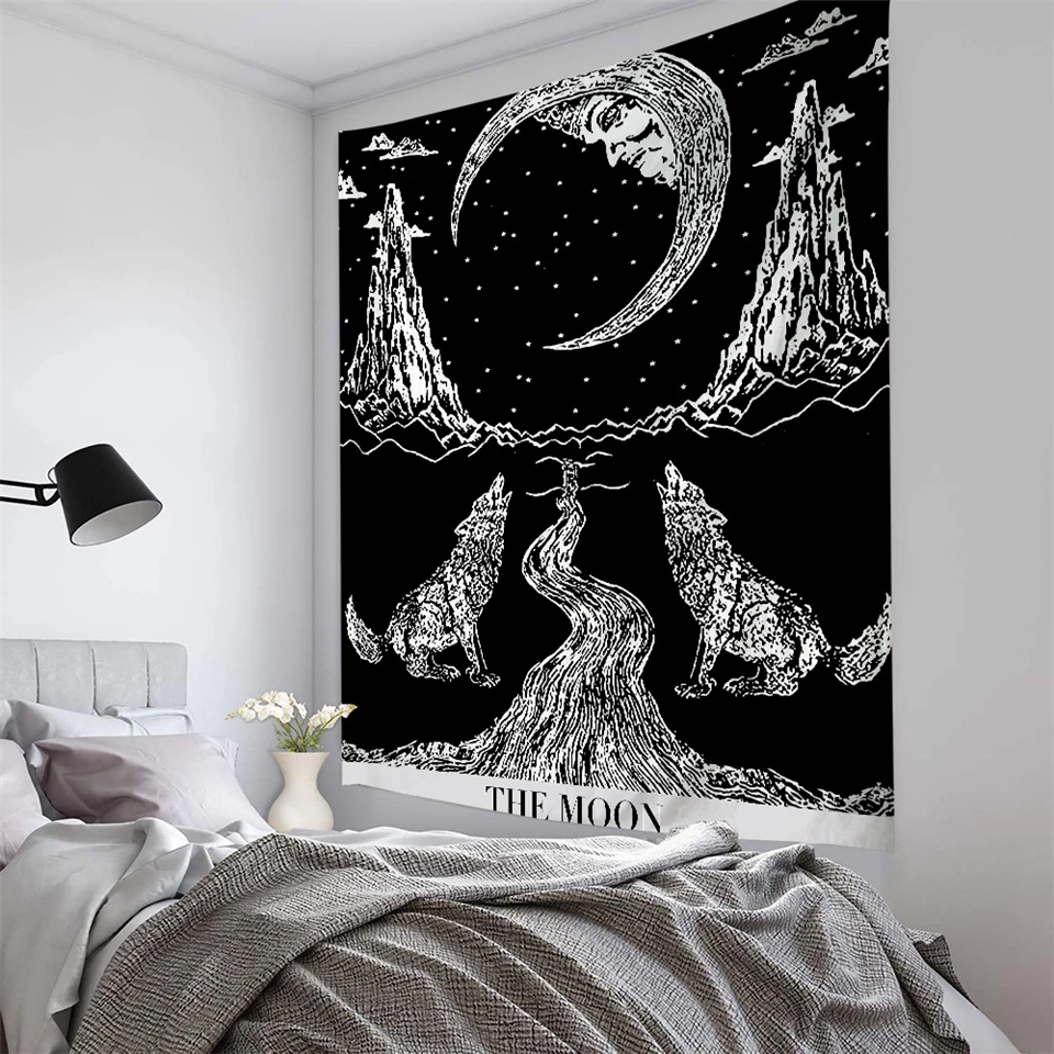 

Witchcraft Hippie Tapestry Moon Ouija Tarot Cat Psychedelic Carpet Boho Decor Wall Cloth Tapestries Mandala Wall Hanging Blanket