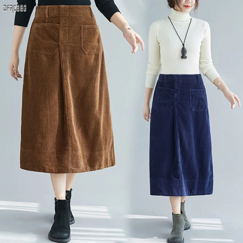 New Autumn Elastic Waist Corduroy Mid Skirts Womens 2019 Winter Solid High Waist Women Skirt Casual Pockets Long Skirt Femme
New Autumn Elastic Waist Corduroy Mid Skirts Womens 2019 Winter Solid High Waist Women Skirt Casual Pockets Long Skirt Femme