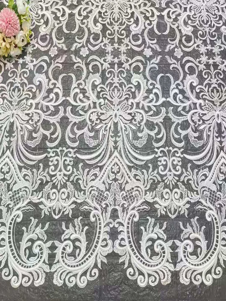 High quality White Wedding dress design with crystal sequins Embroidery French tulle net lace fabric for Evening Party dresses
High quality White Wedding dress design with crystal sequins Embroidery French tulle net lace fabric for Evening Party dresses