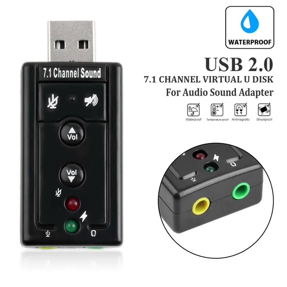 Professional 7.1 Channel Universal External USB Sound Card Mini 2.0 12Mbps U Disk For Audio Adapter |