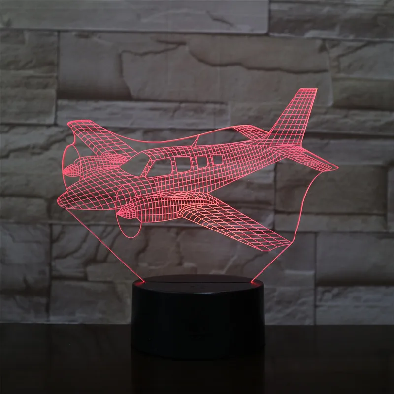 3D ночник в виде самолета светодиодный 7 цветов переключение воздушного