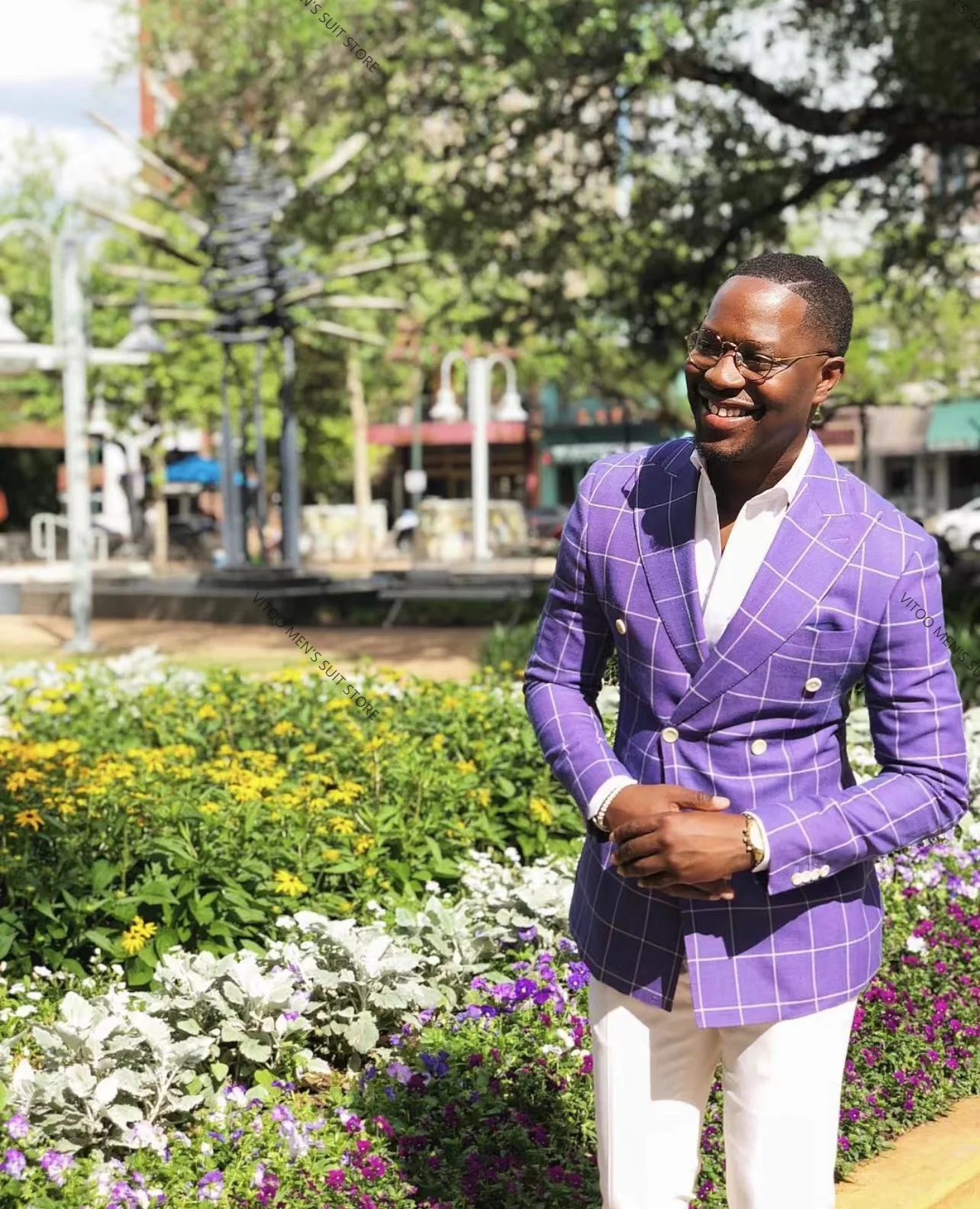 Purple Plaid Check Men's Suits Notched Lapel Wedding Male Blazer Tailored Formal Tuxedos Slim Fit Prom Male Jacket And Trousers
Purple Plaid Check Men's Suits Notched Lapel Wedding Male Blazer Tailored Formal Tuxedos Slim Fit Prom Male Jacket And Trousers