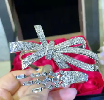 925 Sterling silver Fashion Geometric punk bowknot Bracelet romantic Crystal Bow Adjustable open bangle Elegant wedding jewelry
925 Sterling silver Fashion Geometric punk bowknot Bracelet romantic Crystal Bow Adjustable open bangle Elegant wedding jewelry