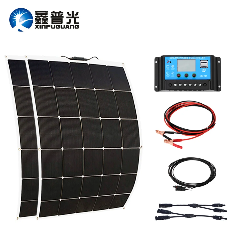 300w 15v Solar System 150w*2 Flexible Solar Panel PV Module Kit Mono Cell 30A Controller Cable Connector for 12v Battery RV
300w 15v Solar System 150w*2 Flexible Solar Panel PV Module Kit Mono Cell 30A Controller Cable Connector for 12v Battery RV