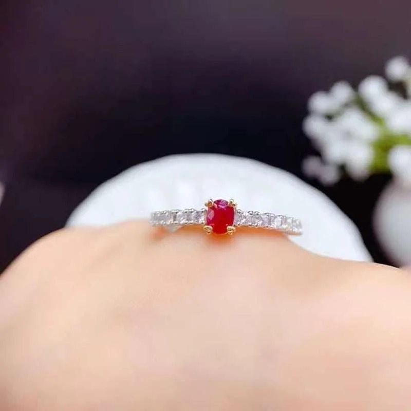 Simple 925 Silver Ruby Ring for Engagement 3 Mm * 4Mm VS Grade Natural Ruby Silver Ring Sterling Silver Ruby Jewelry Girl Gift
Simple 925 Silver Ruby Ring for Engagement 3 Mm * 4Mm VS Grade Natural Ruby Silver Ring Sterling Silver Ruby Jewelry Girl Gift