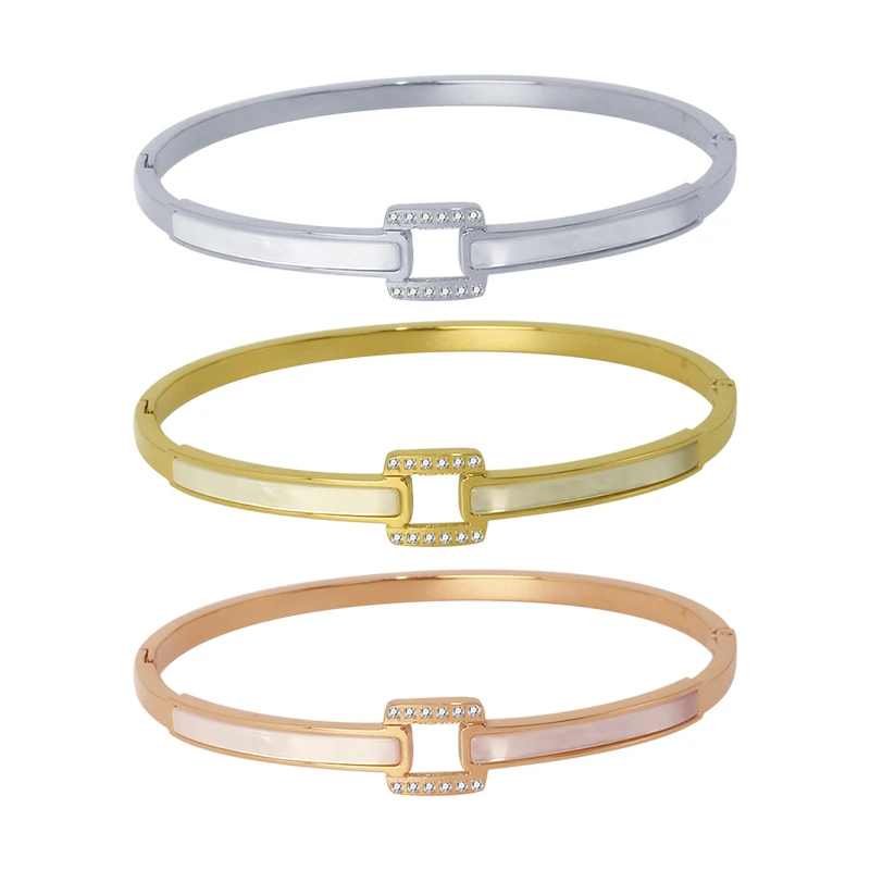 White Shell with Cystals Stainless Steel Luxury Friendship Charm Gold Bracelet For Women Girls Couple Bangles Design
White Shell with Cystals Stainless Steel Luxury Friendship Charm Gold Bracelet For Women Girls Couple Bangles Design