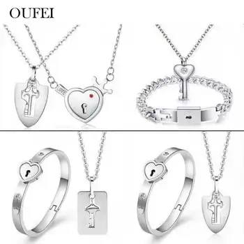 OUFEI Fashion Lovers Couple Jewelry Sets Stainless Steel Love Heart Lock Bracelets Bangles Key Pendant Necklace Couples Set
OUFEI Fashion Lovers Couple Jewelry Sets Stainless Steel Love Heart Lock Bracelets Bangles Key Pendant Necklace Couples Set