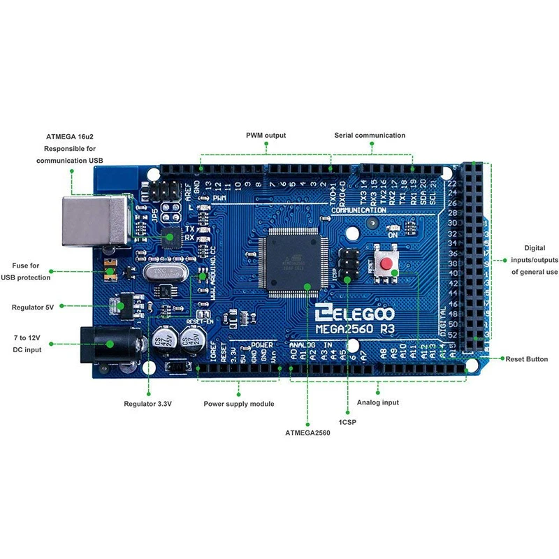 USB-плата MEGA 2560 R3 ATmega2560 R3 AVR + USB-кабель для arduino 2560 MEGA2560 R3
USB-плата MEGA 2560 R3 ATmega2560 R3 AVR + USB-кабель для arduino 2560 MEGA2560 R3