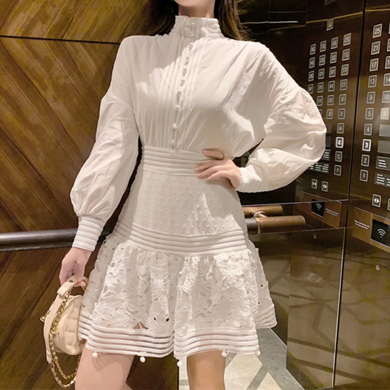 Vintage lantern sleeve splice shirt + hollow out skirts two-piece set Woman luxury single-breasted tops and skirt female outfit
Vintage lantern sleeve splice shirt + hollow out skirts two-piece set Woman luxury single-breasted tops and skirt female outfit