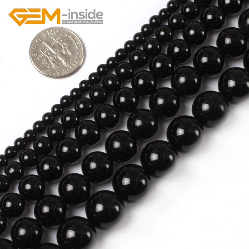 

2mm-20mm Round Smooth Black Agates Natural Loose Beads for Jewelry Making Bead Necklace Bracelet DIY 15 Inches Strand Wholesale