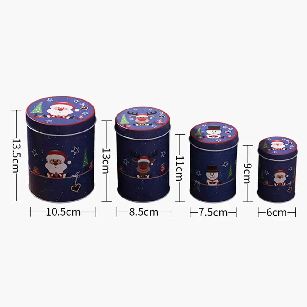 4pcs christmas gift boxes metal candy box santa/elk/snowman