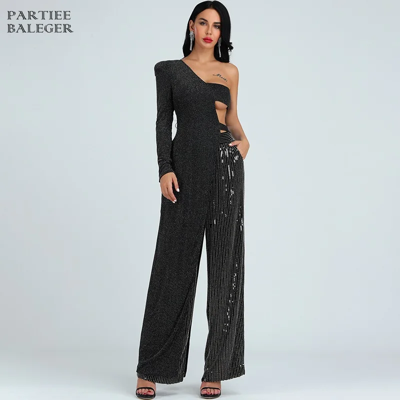 2019 Summer Hot New Trendy Black Jumpsuit Sexy One Shoulder Sequins Beads Embellished Long Sleeves Celebrity Party Jumpsuit 
2019 Summer Hot New Trendy Black Jumpsuit Sexy One Shoulder Sequins Beads Embellished Long Sleeves Celebrity Party Jumpsuit