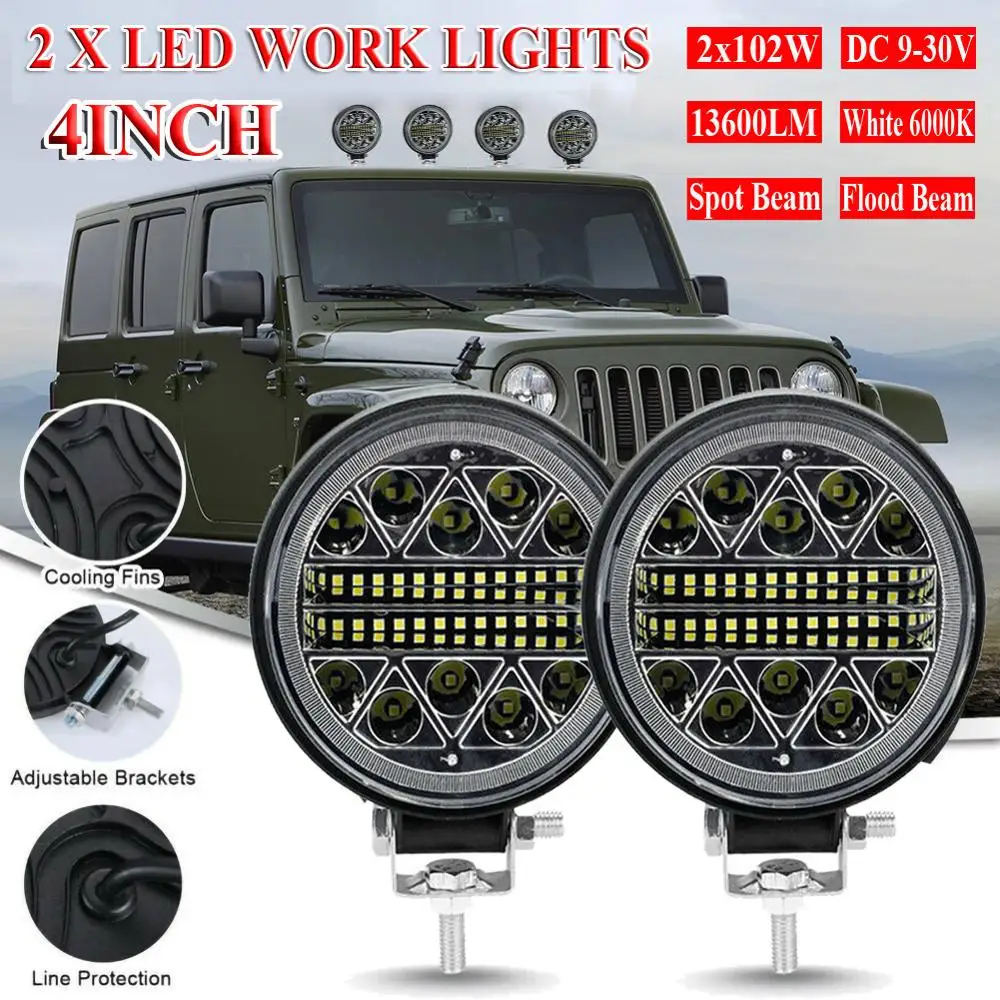 2Pcs Round LED Work Lights White 6000K 13600LM LED Spot Flood Beam Driving Light DRL Lamps waterproof for ATV SUV truck train
2Pcs Round LED Work Lights White 6000K 13600LM LED Spot Flood Beam Driving Light DRL Lamps waterproof for ATV SUV truck train