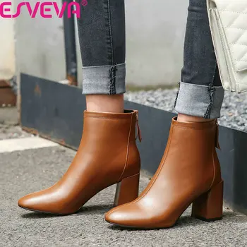 ESVEVA 2020 Cow Leather Round Toe Autumn Winter Comfort Ankle Boots Fashion Square Heel Zipper Concise Women Shoes Size 34-39
ESVEVA 2020 Cow Leather Round Toe Autumn Winter Comfort Ankle Boots Fashion Square Heel Zipper Concise Women Shoes Size 34-39