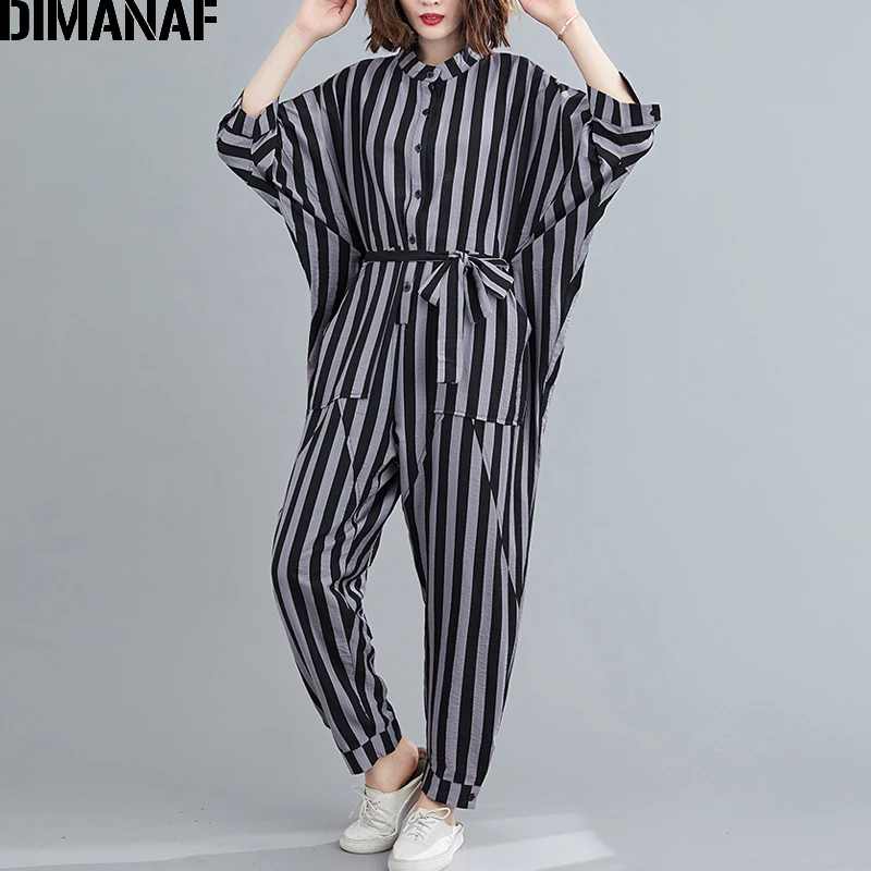 DIMANAF Plus Size Women Jumpsuits Long Pants Trousers Office Lady Female Clothing Loose Casual Cotton Print Black Striped Sashes
DIMANAF Plus Size Women Jumpsuits Long Pants Trousers Office Lady Female Clothing Loose Casual Cotton Print Black Striped Sashes