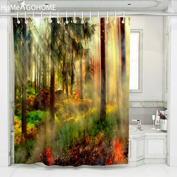 3D Bath Curtains Washable Bathroom Waterproof Polyester Fabric Shower Curtain Forest Trees Sunlight Screen with Hooks Large Size 
3D Bath Curtains Washable Bathroom Waterproof Polyester Fabric Shower Curtain Forest Trees Sunlight Screen with Hooks Large Size