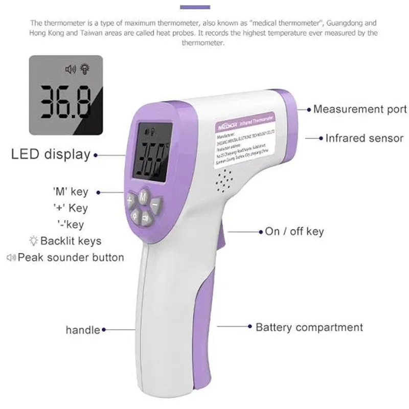 Household non-contact thermometer infrared forehead temperature gun thermometer Precise With LCD Backlight Health Monitor
Household non-contact thermometer infrared forehead temperature gun thermometer Precise With LCD Backlight Health Monitor
