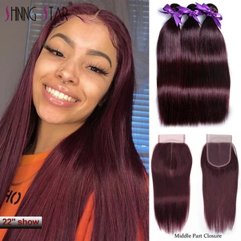 Shining Star Dark Red Burgundy Colored Human Hair Bundles With Closure Straight Brazilian Hair Weave Bundles With Closure Remy
Shining Star Dark Red Burgundy Colored Human Hair Bundles With Closure Straight Brazilian Hair Weave Bundles With Closure Remy
